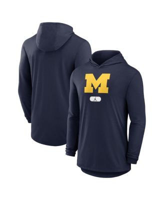 Jordan - Men's Navy Michigan Wolverines Lightweight Performance Long Sleeve Hoodie T-Shirt