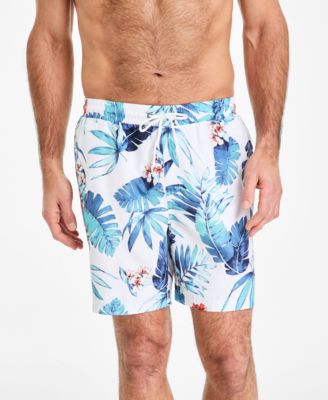 Club Room - Men's Billie Tropical Print Drawstring 7" Swim Trunks