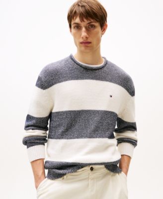 Tommy Hilfiger - Men's Two-Tone Stripe Crewneck Sweater