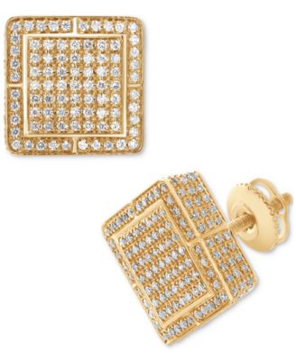 Macy's - Diamond Pav&eacute; Square Stud Earrings (1 ct. t.w.) in 14k Yellow Gold