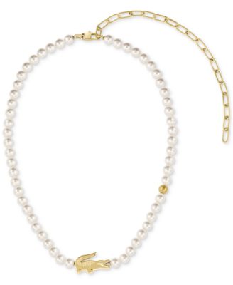 Lacoste - Gold-Tone Matchpoint Imitaion Pearl Strand Necklace, 16-1/3" + 2-1/2" extender