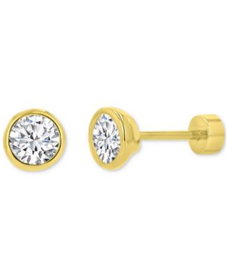 Macy's - Cubic Zirconia Stud Earrings (1-1/2 ct. t.w.) in 14k Gold-Plated Sterling Silver