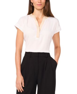 Vince Camuto - Women's Split-Neck Cap-Sleeve Blouse