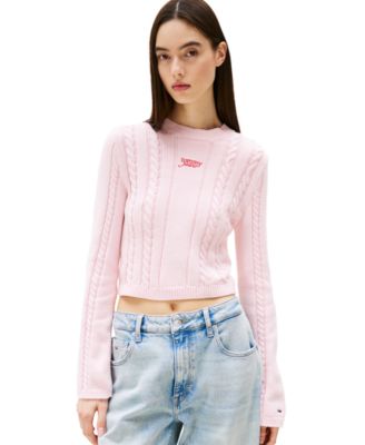 Tommy Jeans - Women's Cable-Knit Crewneck Logo Sweater