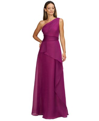 JS Collections - Women's Seraphina Organza One-Shoulder Evening Gown