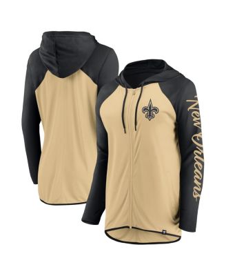 Fanatics - Women's Gold/Black New Orleans Saints Script Full-Zip Hoodie