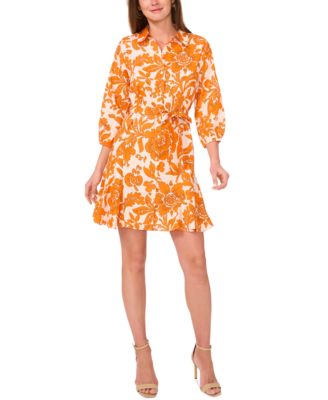 1.STATE - Women's Printed Collared Button-Front Dress