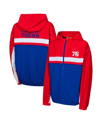 Outerstuff - Big Boys and Girls Red Philadelphia 76ers Headliner Windbreaker Full-Zip Hoodie Jacket