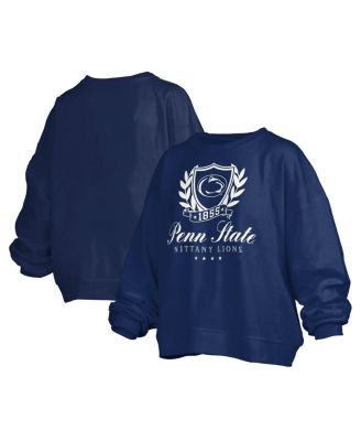 Pressbox - Women's Navy Penn State Nittany Lions Big Aug Script Janice Oversized Pullover Sweatshirt