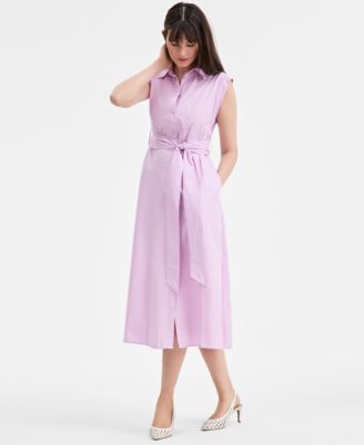 On 34th - Women's Cotton Belted Midi Shirtdress