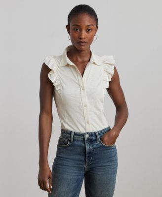 Lauren Ralph Lauren - Women's Ruffle-Trim Jersey Sleeveless Shirt