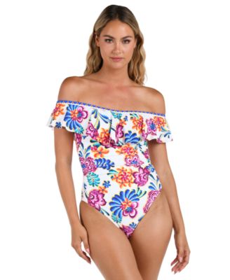 La Blanca - Women's Paradiso Off-The-Shoulder Ruffled Swimsuit