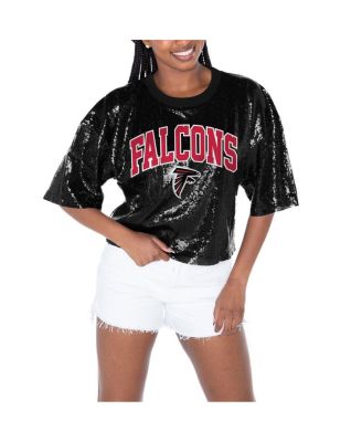 Gameday Couture - Women's  Black Atlanta Falcons Rise Up Sequin Cropped T-Shirt