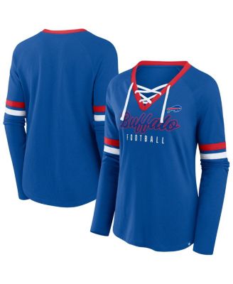 Fanatics - Women's Royal Buffalo Bills Plus Size Won Done Lace-Up V-Neck Long Sleeve T-shirt