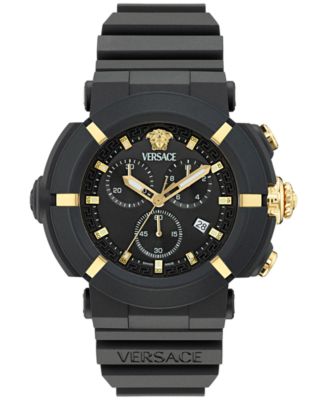 Versace - Men's Swiss Chronograph Real Active Black TPU Strap Watch 45mm