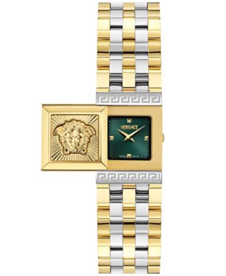 Versace - Women's Swiss Reveal Square Two-Tone Stainless Steel Bracelet Watch 18x25mm