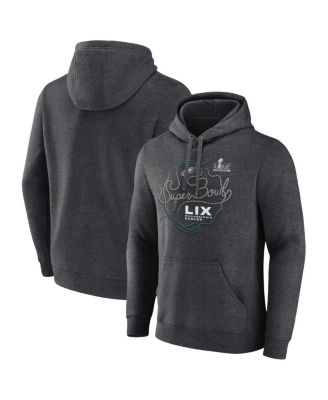 Fanatics - Men's Heather Charcoal Philadelphia Eagles Super Bowl LIX Local Fleece Pullover Hoodie