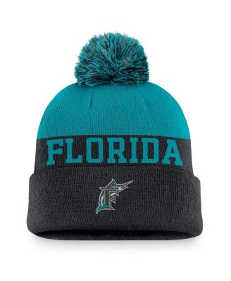 Nike - Men's Black Florida Marlins Rewind Peak Cuffed Knit Hat with Pom