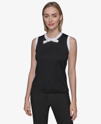 KARL LAGERFELD PARIS - Women's Bow-Tie Sleeveless Sweater