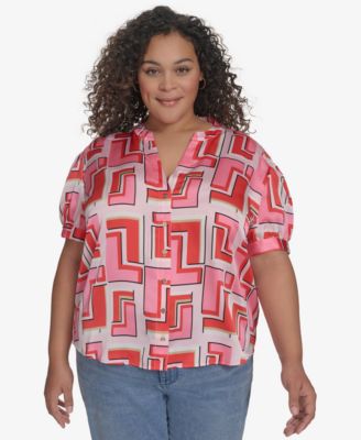 KARL LAGERFELD PARIS - Plus Size Printed Camp Shirt