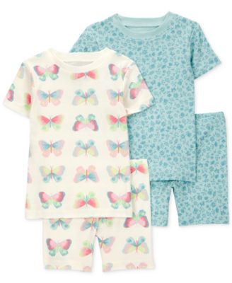 Carter's - Toddler Girls Butterfly-Print Snug-Fit Cotton Pajamas, 4 Piece Set