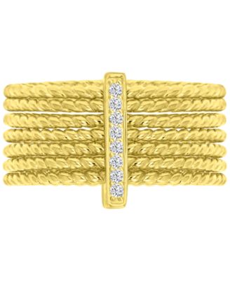 Macy's - Cubic Zirconia Multilayer Textured Statement Ring in 14k Gold-Plated Sterling Silver