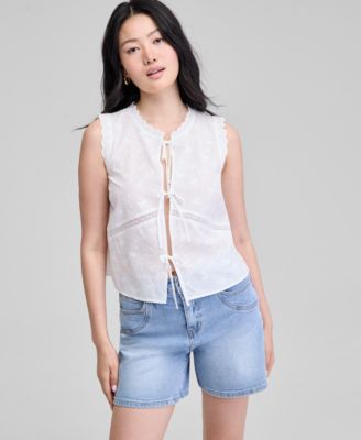 And Now This - Women's Cotton Tie-Front Sleeveless Top