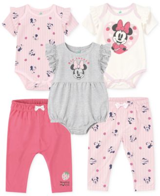 Disney - Baby Girls Minnie Mouse Bodysuits & Pants, 5 Piece Set