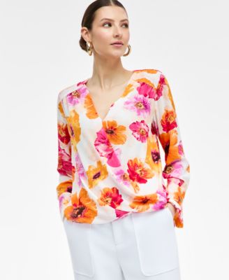 I.N.C. International Concepts - Women's Printed Surplice Blouse, Exclusively at Macy's