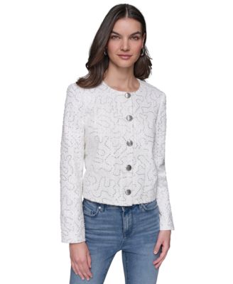 KARL LAGERFELD PARIS - Women's Button-Front Sequin Jacket