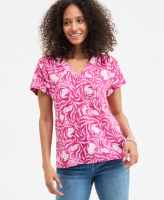 Style & Co - Women's Cotton V-Neck Short-Sleeve Top