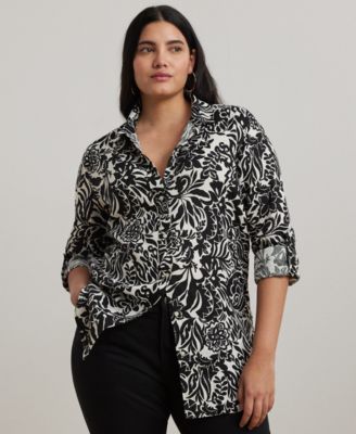 Lauren Ralph Lauren - Plus Size Linen Roll-Tab Shirt