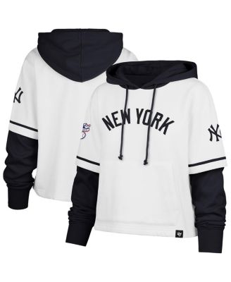 '47 Brand - Women's White New York Yankees Trifecta Shortstop Cropped Pullover Hoodie