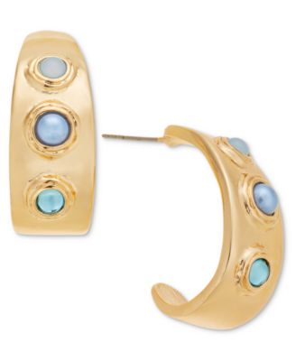 I.N.C. International Concepts - Gold-Tone Stone & Imitation Pearl J-Hoop Earrings