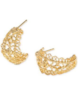 Kendra Scott - 14k Gold-Plated Small Lace Huggie Hoop Earrings, 0.89"