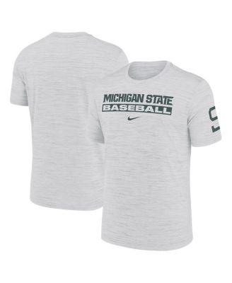 Nike - Men's White Michigan State Spartans Velocity Baseball Wordmark Stack Performance T-Shirt