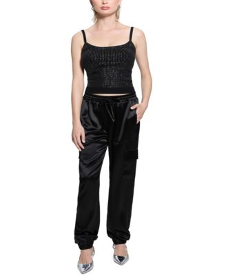 GUESS - Women's Khloe Rhinestone Sweater Tank Top