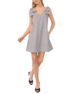 CeCe - Women's Gingham Bow-Shoulder Mini Dress
