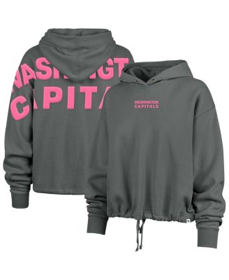 '47 Brand - 47 Brand Women's Gray Washington Capitals Bright Side Venice Cropped Pullover Hoodie
