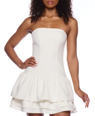 Alex & Sophia - Juniors' Strapless Layered-Hem Fit & Flare Dress