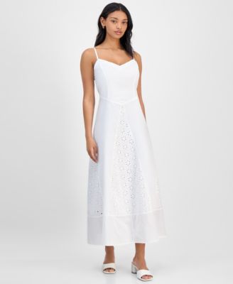 And Now This - Women's Eyelet Godet Maxi Dress