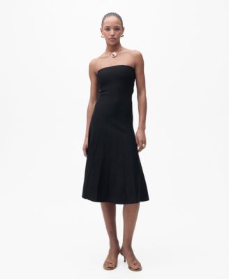 MANGO - Women's A-Line Knit Strapless Dress