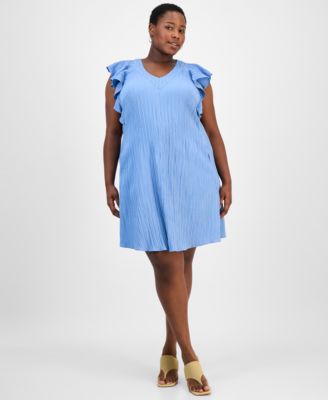 Sandra Darren - Plus Size Flutter-Sleeve Shift Dress