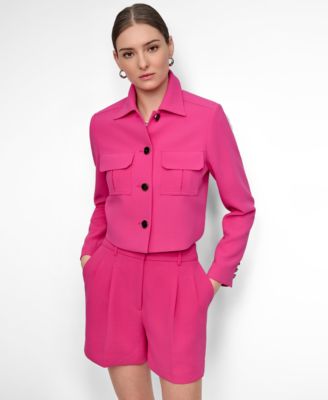 DKNY - Women's Aero Crepe Button-Front Cropped Jacket