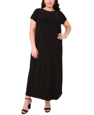 MSK - Plus Size Round-Neck Short-Sleeve Maxi Dress