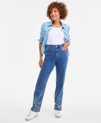 Style & Co - Women's Printed High-Rise Straight-Fit Jeans