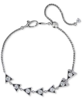 Eliot Danori - Silver-Tone Cubic Zirconia Triangle Slider Bracelet