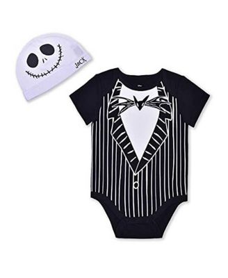 Children's Apparel Network - Baby Boys and Girls Black The Nightmare Before Christmas Jack Skellington Bodysuit and Hat Set
