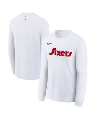 Nike - Big Boys and Girls  White Philadelphia 76ers 2024/25 City Edition Wordmark Performance Long Sleeve T-Shirt