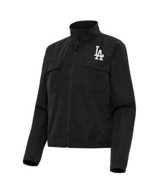 Antigua - Women's Black Los Angeles Dodgers Even Par Full-Zip Jacket